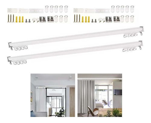 Corredera Genérica 2 M Riel De Cortina De Techo De Aluminio Blanco
