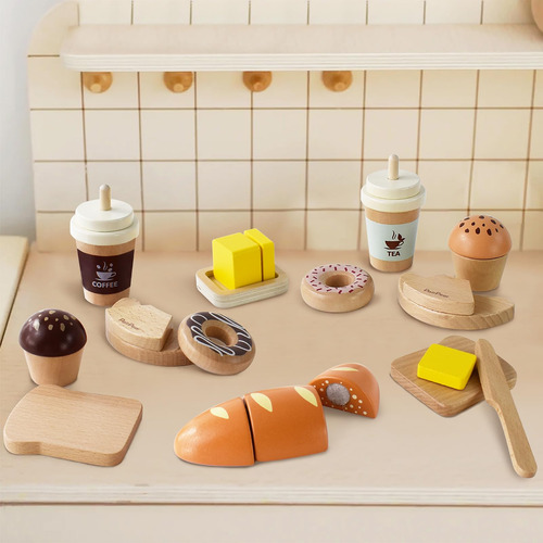 Juego De Juguetes De Panadería Pairpear De Madera Con Bolsa