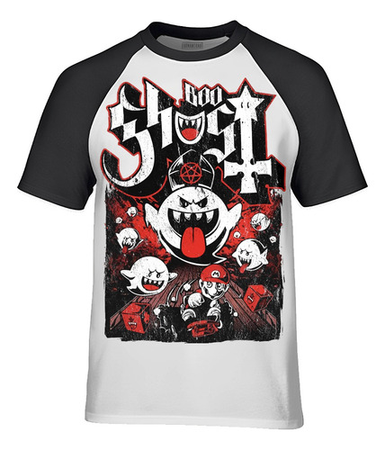 Playera Boo Ghost Mario Bros Manga Ranglan Corta