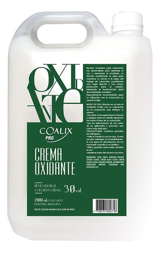  Crema Oxidante Revelador De Color 30vol Coalix Pro 1800ml Tono 30 Volumenes