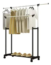 Comprar Perchero Para Perchas Shoppy Barral Doble Movil Con Rueditas Estante Para Calzado Y Altura Regulable 