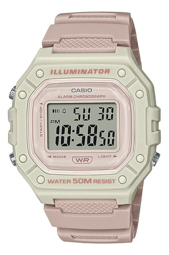 Relógio de pulso Casio W-218HC-4A2VCF, analógico-digital, fundo cinza rosa cl, moldura colorida
 Função e pulseira
