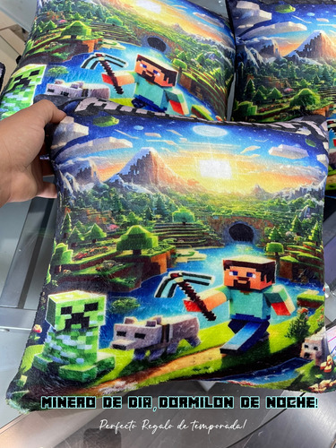 Cojin Video Juego Minecraft Regalos De Temporada! 35x35cm Multicolor Impresa