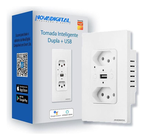 Tomada Inteligente Dupla E Usb Wi-fi Novadigital