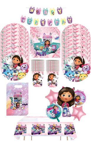 Pack Cumpleaños Gabby Para 10 Invitados (59 Pcs)