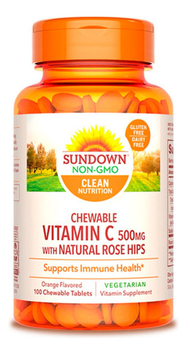 Sundown Vitamina C Suplemento Masticable 500mg 100c Sabor Naranja - Vitamina C 500mg