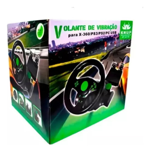 Volante C/ Vibração Pc/xbox 360 / Ps3 / Ps2 / Usb Kp-5815a Cor Preto
