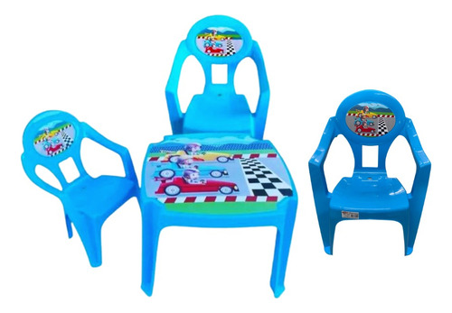 Kit De Mesa E 2 Cadeirinhas Infantil Colorir Desenhar Label Cor Azul Carros