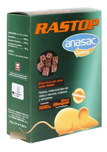 Imagen 1 de 1 de Veneno Ratones Roedores 1/2 Kg Rastop Anasac
