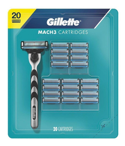 Gillette Mach 3 Recargas Lâminas De Barbear- 20 Unidades