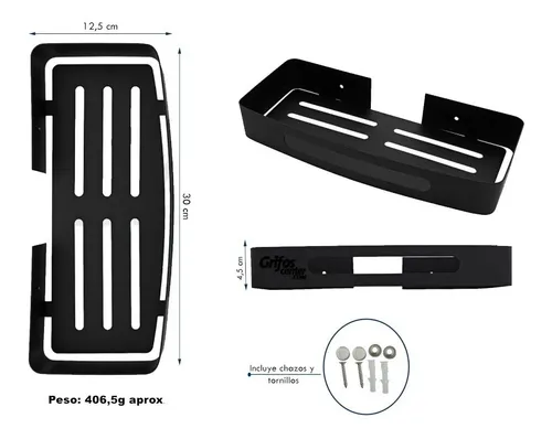Repisa Para Baño Rectangular Negra