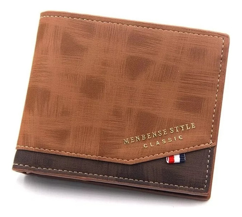 Billetera Cartera Cuero Para Hombre, Negocios, Elegante Color Menbense Style Classic Café Claro Diseño De La Tela Liso