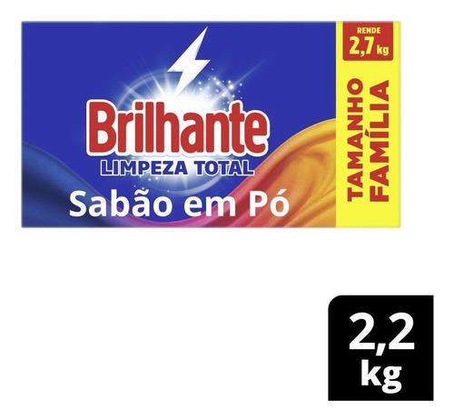 Sabão Em Pó Limpeza Total Roupas Brancas e Coloridas Tamanho Família 2,2 Kg Brilhante