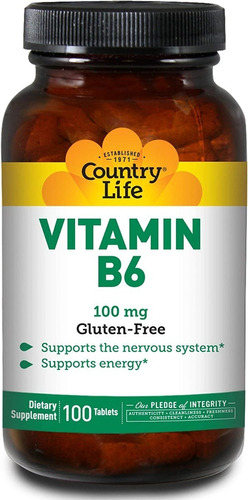 Vitamina B6 100mg Country Life - Unidad a $2231