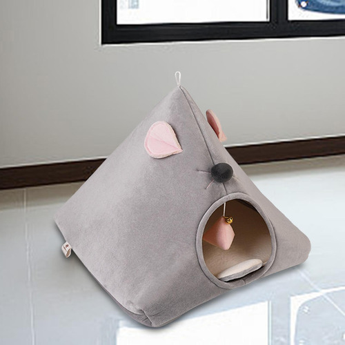 Nido Semicerrado Para Gatos, Cama Para Gatos, Cueva, Gris