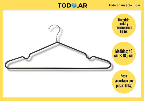 Imagen 2 de 4 de 10 Perchas Antideslizantes De Acero Engomado Premium