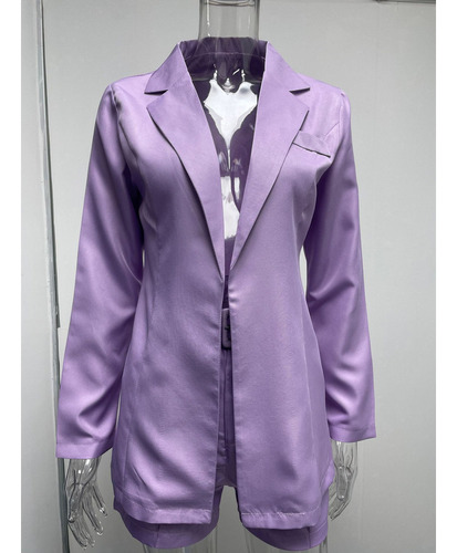 Set De 2 Piezas De Blazer Y Pantalones Cortos De Oficina Par