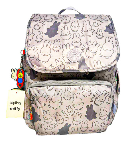 Mochila Kipling Diseño Especial Miffy Importación Americana Gris Oscuro Liso