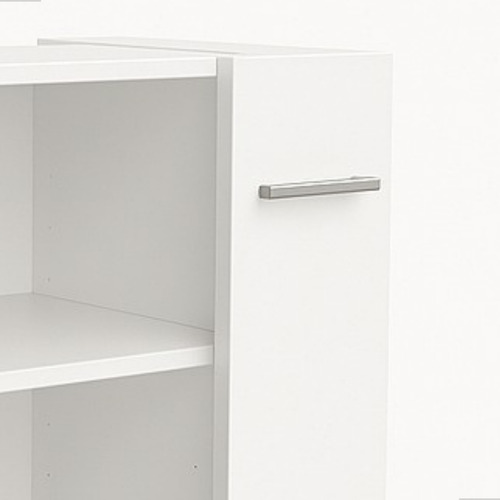 Gabinete Para Banheiro Premium 2 Portas Prateleiras Organizador 62cmx55cmx36cm Branco Com Rodizio Jm3 Moveis