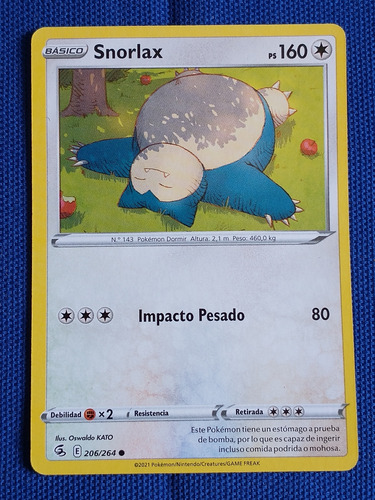 Snorlax Basico Pokémon No. 143 206/264 Nintendo 2021 Español