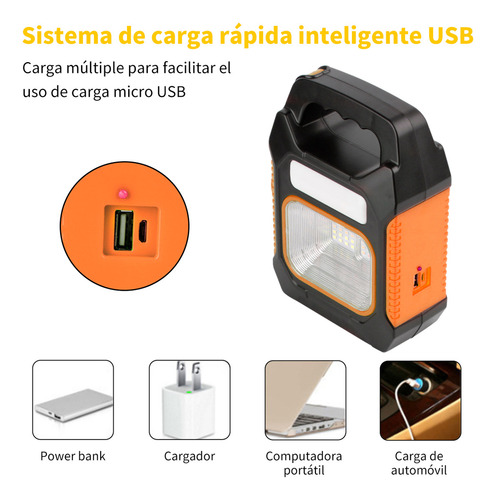 Lámpara Linterna Camping Recargable Portátil Solar Led 2pz