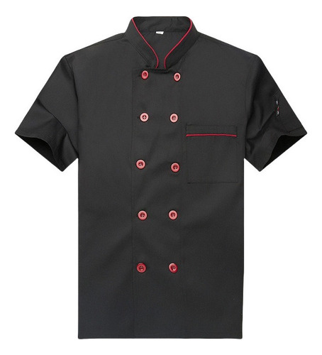 Uniforme De Chef De Color Liso Transpirable De Manga Corta