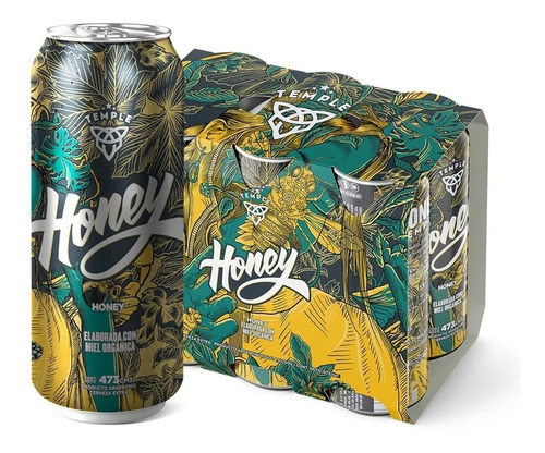 Cerveza Temple Honey lata 473 mL 6 unidades