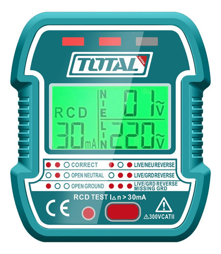 Probador De Socket Lcd Ac 90-250v 45-65hz Rcd 30ma