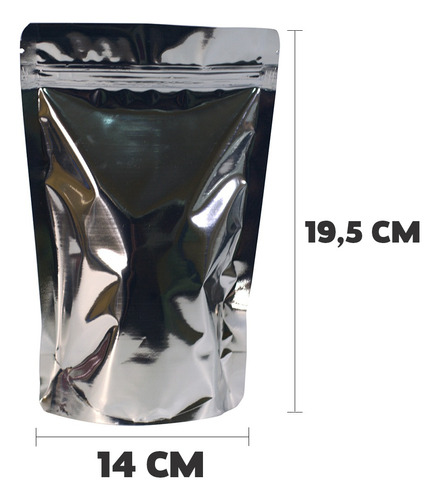 10 Saquinhos Abre Fecha Stand Up Pouch 14x19,5 Metalizado