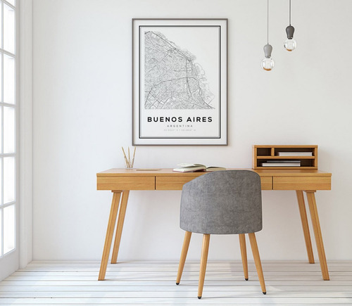 Cuadro Modernos Marco Y Vidrio 30x40 Mapa Los Angeles