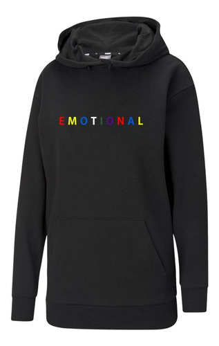 Buzo Negro Canguro Emotional Emociones Algodón Premium