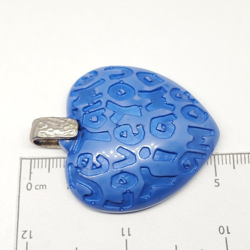 Imagen 3 de 5 de Dije Plata Resina Corazon Azul 45mm