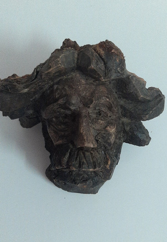 Talla Escultura Original En Madera: Rostro De Hombre Madera (Usado)