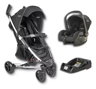 Carrinho Helios Ii Preto + Bebe Conforto Casulo + Base Kiddo