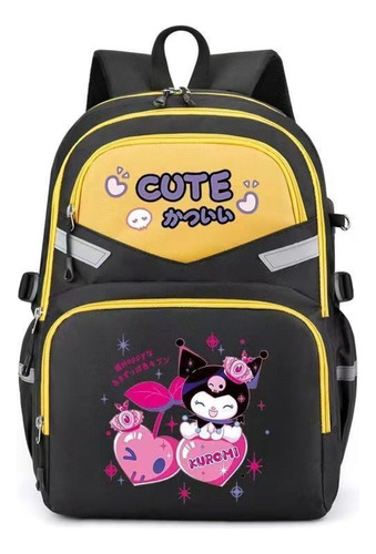 Jh- Mochila Escolar De Diseño Gráfico Anime Kuromi Con Tiras Reflectantes E