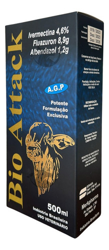 Bio Attack 500ml Antiparasitário Vaca Bezerro Boi Gado