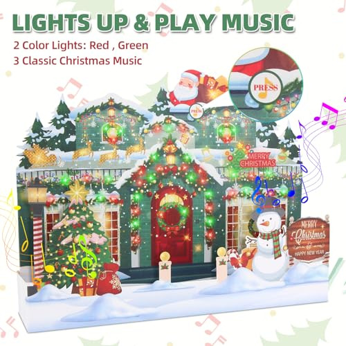 Tarjetas De Felicitación 3d Musicales Con Luces Navideñas Y