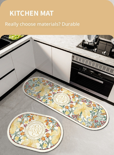 Tapetes De Cozinha Floral Diatomaceous Earth Tapete Home