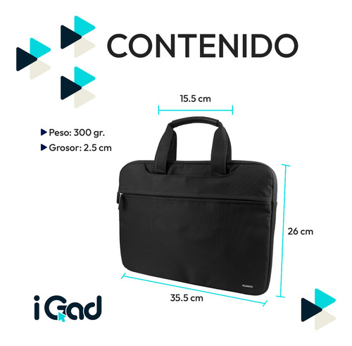 Maletin Para Laptop Huawei 14 In Resistente Al Agua Diseño Ergonómico Ligera Y Segura Bolsillos Multiusos Ideal Para Viajes Color Negro