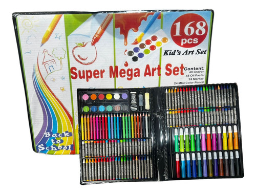 Maleta Set Lapices Plumones Crayones De Colores 168 Pcs