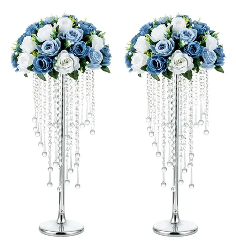 comprar Centros De Mesa De Boda De Cristal Plateado Nuptio - 2 Pcs 2