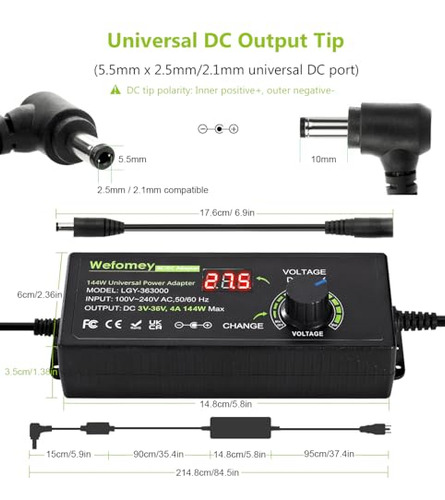 Pack Adaptador Universal Ac/dc 3v-36v 4a Con Led Y 14 Puntas