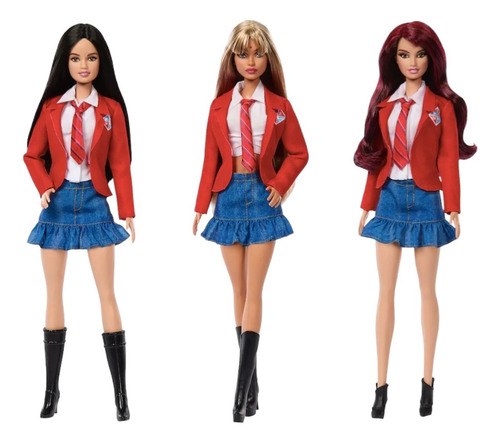 Kit 3 Boneca Barbie Mia Roberta E Lupita Rbd Rebelde De Luxo