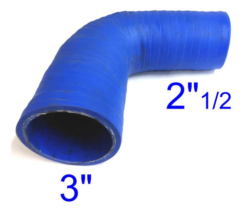 Mangueira Mangote Silicone Redução 90° 3x2½ Pol. Azul Fgl