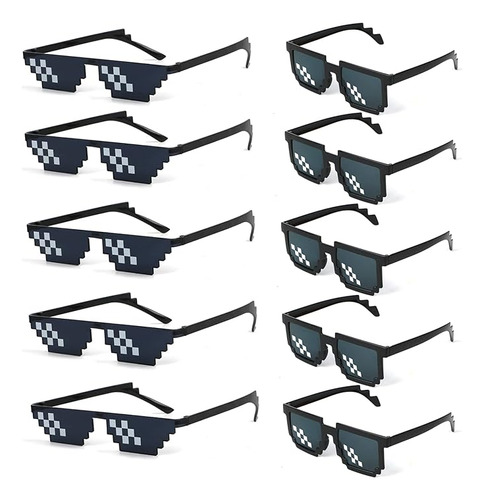 Paquete De 10 Lentes De Sol Thug Life, 8 Bits De Mosaico Pi