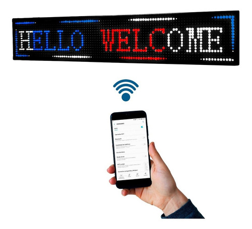 Imagen 1 de 10 de Cartel Led Programable Movimiento Dinamico Multicolor Wifi