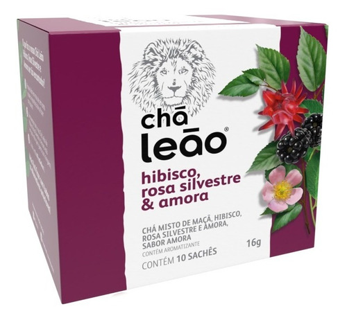 Chá Leão Premium - Hibisco, Rosa Silvestre E Amora  - 10und