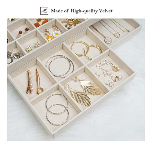 Organizador De Joyas Apilable Con Divisores Extraíbles, Beig