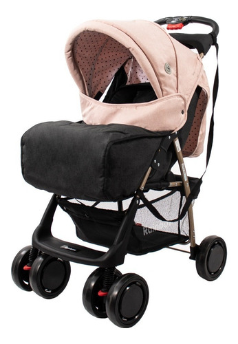 Cochecito Bebé Con Huevito Cuna Rainbow Dinamic Travel Color Rosa Chasis Negro