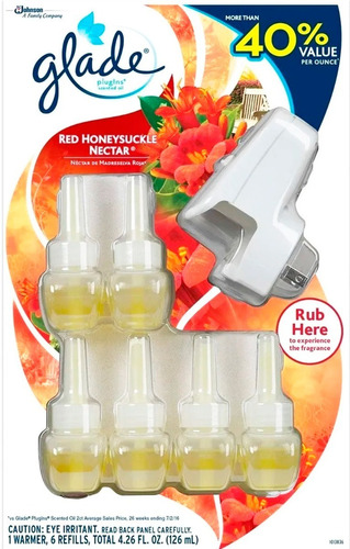 Glade Plugins Red Honeysuckle Nectar 6 Recambios +calentador